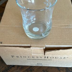 Princess House Clear Glass with White Floral Design